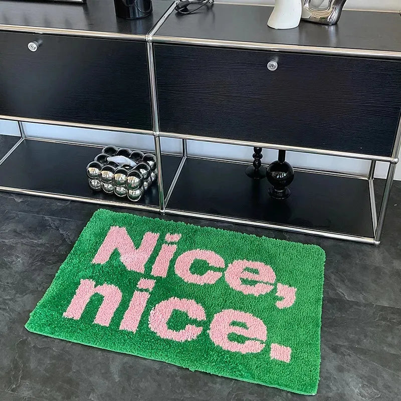 tapis moderne rose vert lettres nice relief dessin animé salle bain chambre salon polyester