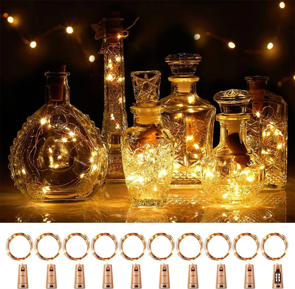 guirlande lumineuse bouteilles décoratives leds transparentes motifs gravés artisanal vintage noël ambiance chambre salon