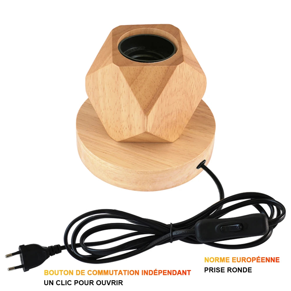 lampe poser moderne rétro bois naturel ampoule st64 g80 chambre coucher industriel fixations adhésives