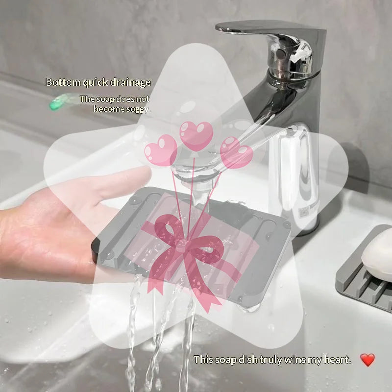 support savon noir rayures moderne égouttement éponge cuisine salle bain