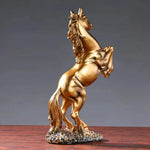 statue cheval résine doré noir blanc détaillée classique sculptural salon