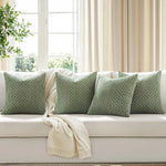 housse coussin carrée velours côtelé vert olive texture tissée garnissage blanc