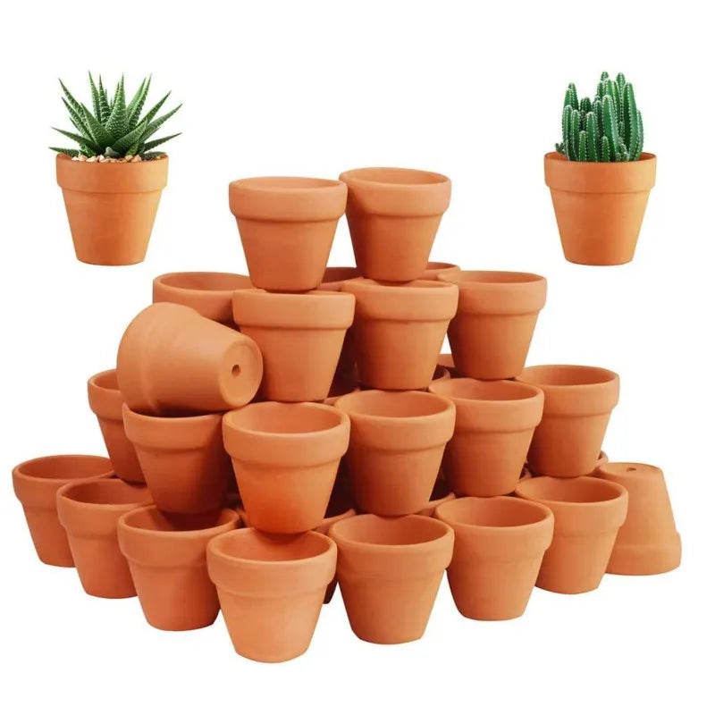 pots terre cuite miniatures drainage plantes grasses cactus pierres mousse bois flotté fleurs artificielles