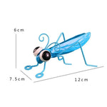 figurine insecte sauterelle verte bleu résine brillante artisanale moderne extérieur décoration jardin