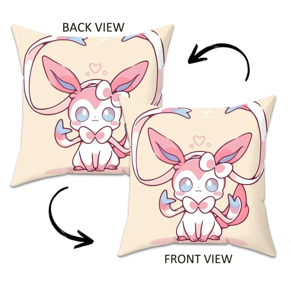 coussin pokémon évee jolteon umbreon illustration dessin animé 30x30cm 40x40cm 45x45cm 50x50cm polyester cotton