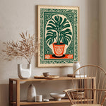 impression botanique toile verte rétro monstera deliciosa plante deco chambre salon(vertical)