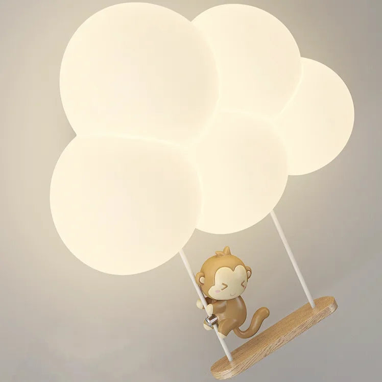 lampe murale nuage animaux blanc moderne enfant figurines souris singe lapin led