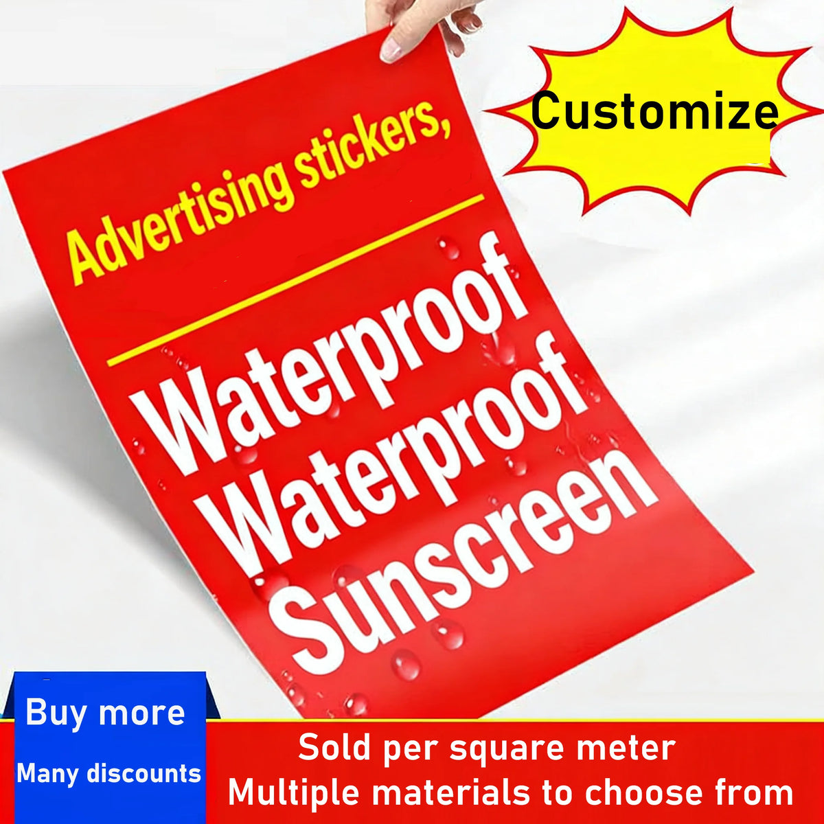 sticker publicitaire moderne adhésif rouge blanc noir waterproof sunscreenAIMOR