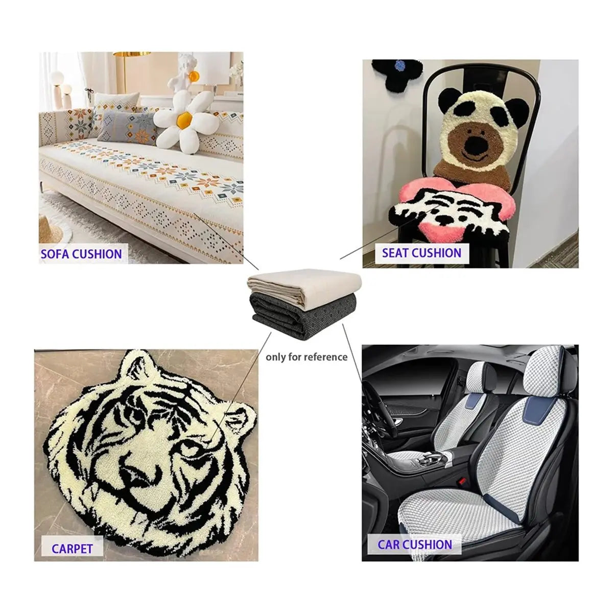 tissu tufting kit artisanal diy tapis coussins motifs linéaires duveté tissu fond pinceau gratter