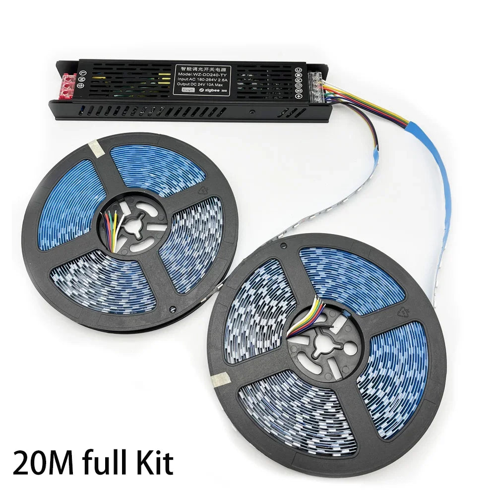 ruban led 5m 10m 15m 20m adhésif noir bleu rouge blanc zigbee rgbwww led