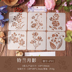 stencils fleurs stylisées tulipes roses blancs artisanal détaillé peinture bricolage scrapbooking