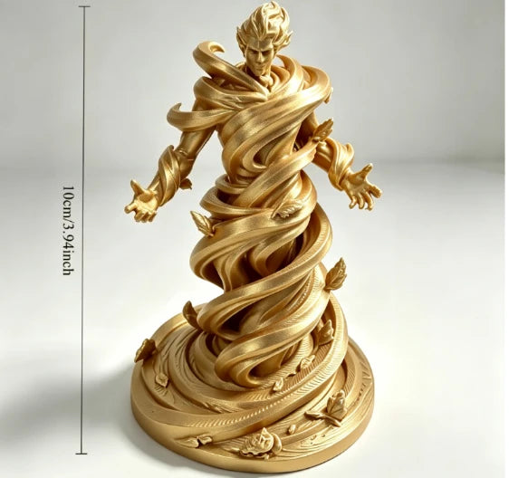 statue spirale vent fantôme noir blanc argenté artisanal main sculpté détails floraux base fantaisie
