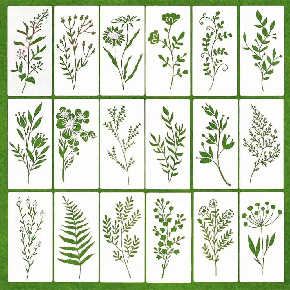 gabarits peinture fleurs feuilles papillons réutilisables diy crafts blanc noir vert orange rose brun