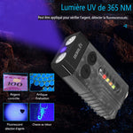 lampe torche multifonction rechargeable led noire aimant lumière uv portable pratique