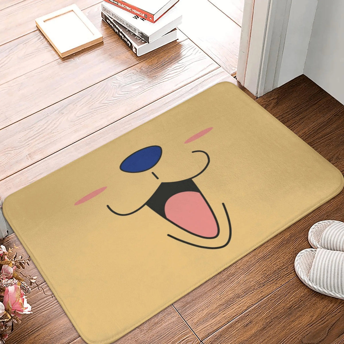 tapis sol antidérapant one piece zoro épées croisées moderne vert noir blanc