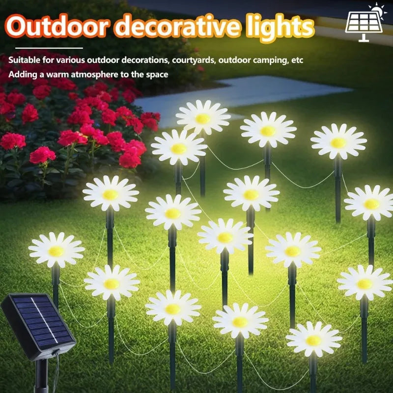 décoration extérieure solaire fleur led moderne blanc jaune ip65 résistante modes