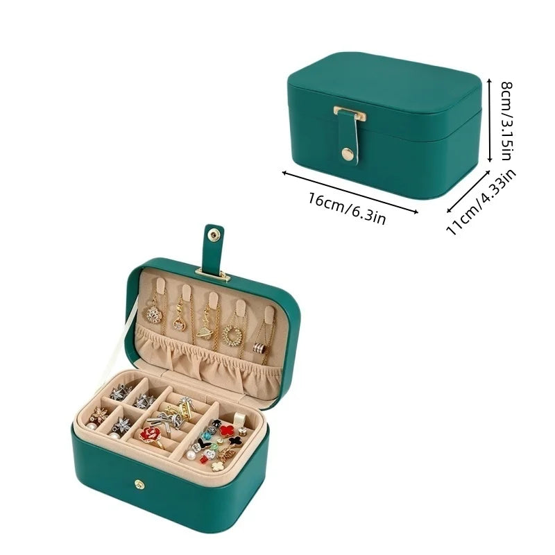 boîte rangement bijoux cuir pu blanc rose verte marron noire moderne boucles oreilles colliers