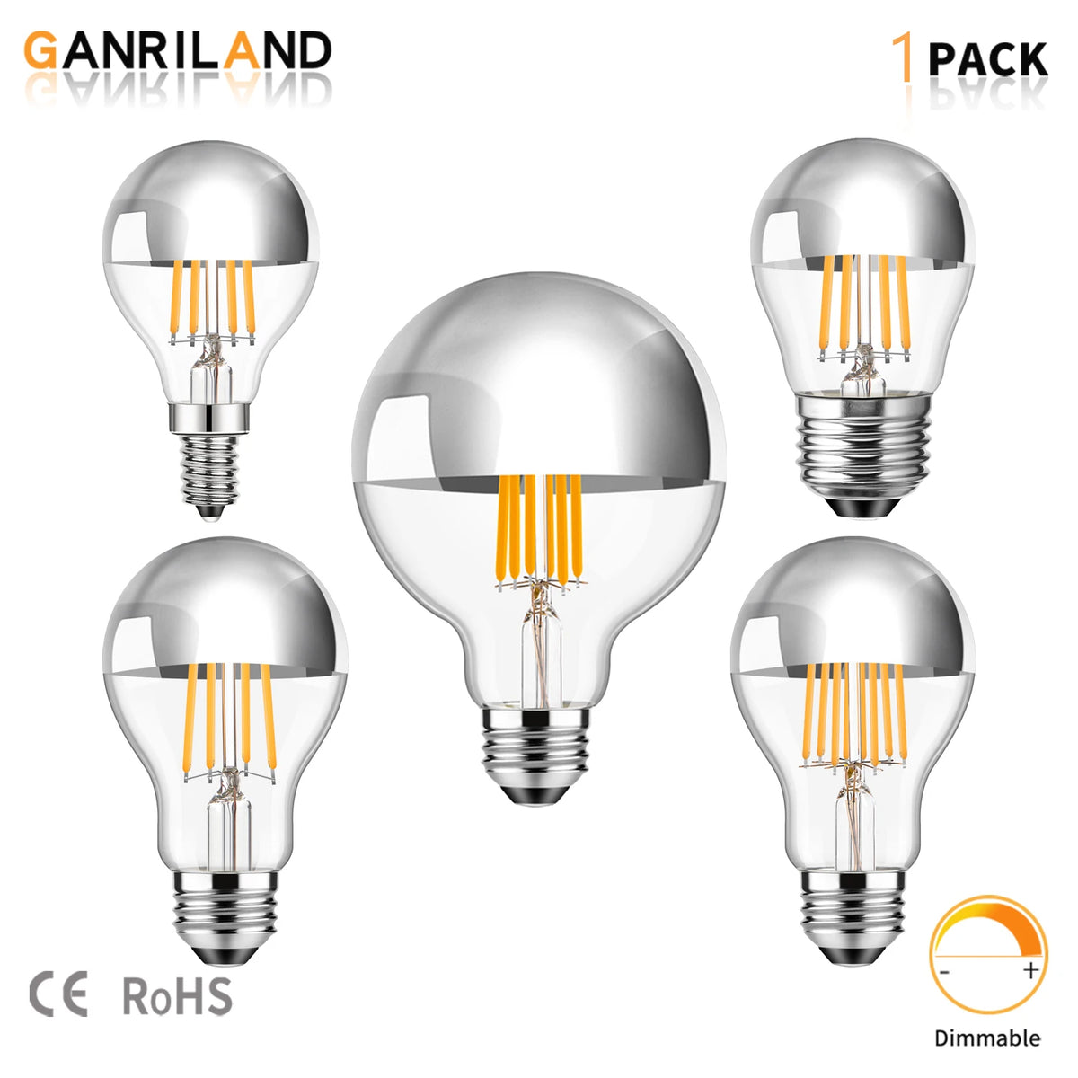 ampoules led argentées filament doré vintage e27 2700k 6500k 20000h