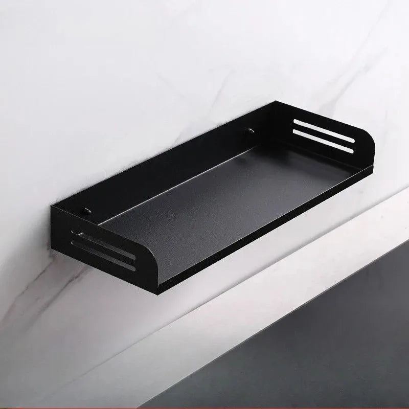 étagère murale moderne adhésive rangement noir divers objets cuisine salle bain chambre salon