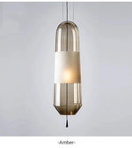 lampes suspendues modernes minimalistes gris fumé ambre transparent éclairage salon chambre étude