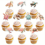décoration gâteau tortue souriante motif animal bébé anniversaire fêtes enfant félicitations occasionnels carton rose