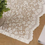 rideau dentelle floral transparent classique blanc beige vert rose polyester doux chambre salon