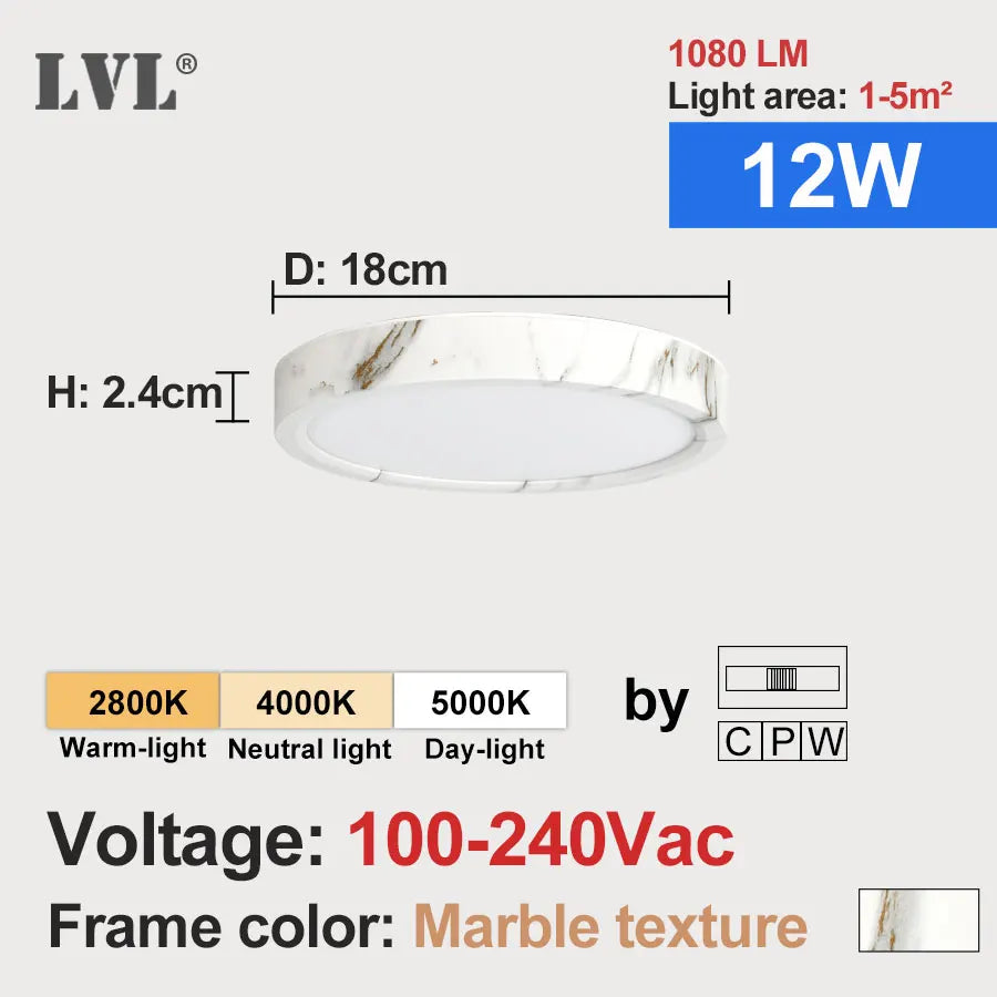 plafonnier led marbre blanc moderne éclairage quotidien facile flux lumineux ajustable certifié rohs
