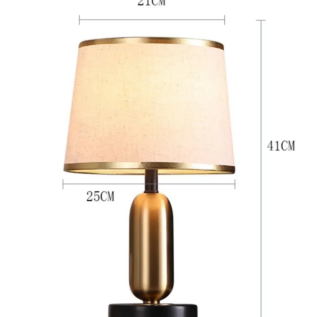 lampe table moderne or noir tissu beige base plate sans fixation led 21cm 41cm