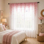 rideau floral transparent rose semi opaque japonais intérieur romantique chambre salonDecorationInteriorRomantiqueJaponaisChambreSalon