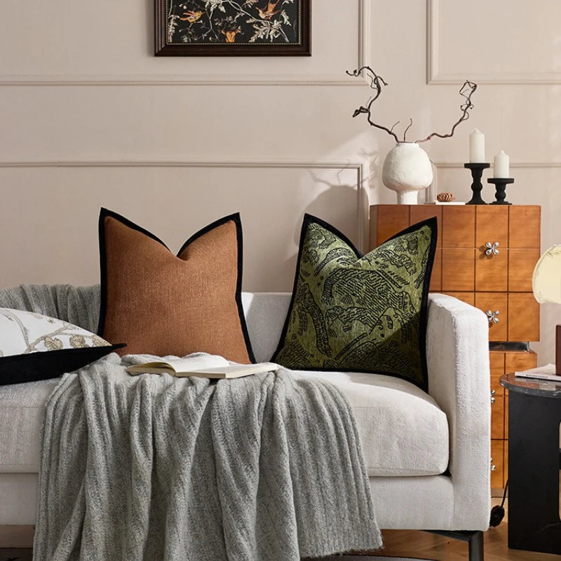 housse coussin motif floral doré moderne 100% polyester lavable 50x50cm 45x45cm 30x50cm decoration maison