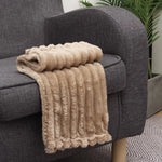 couverture polaire beige rayures hiver douce polyester coton 100x150cm 70x100cm 45x65cm confortable fixations