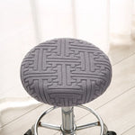 housse tabouret moderne élastique bleu clair gris clair vert clair motif géométrique polyester 30cm