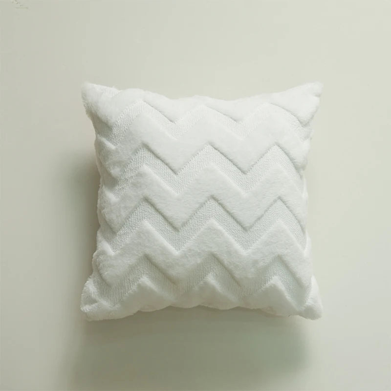 coussin decoratif plush 45x45cm motif zigzag moderne blanc gris rose chambre salon voiture
