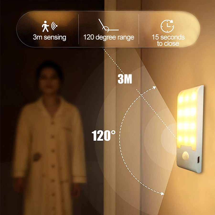 lampe led rechargeable adhésive capteur mouvement modes indicateur charge moderne blanc