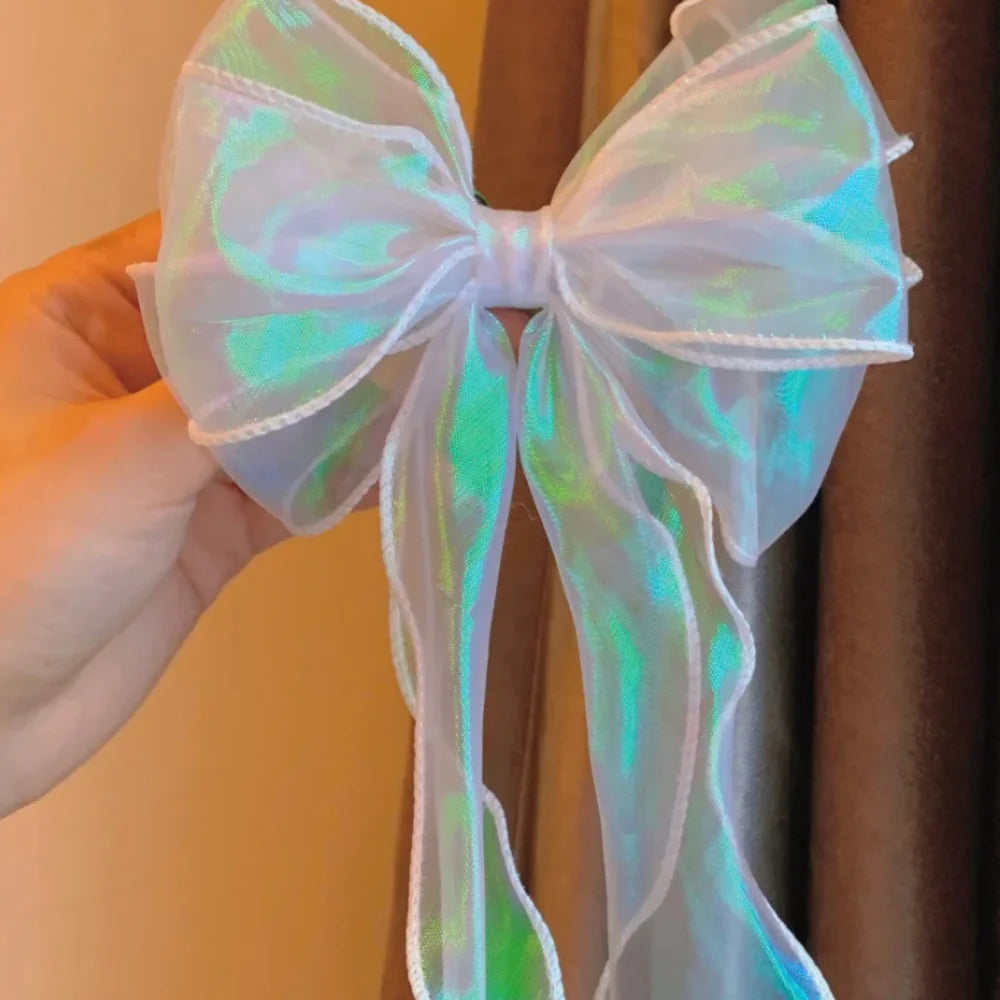 ruban organza holographique violet bleu blanc rose jaune vert moderne élégant artisanal emballage cadeau
