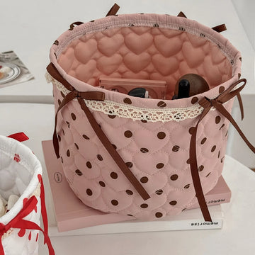 boîtes rangement coton pliables rose blanc noir pois texturées
