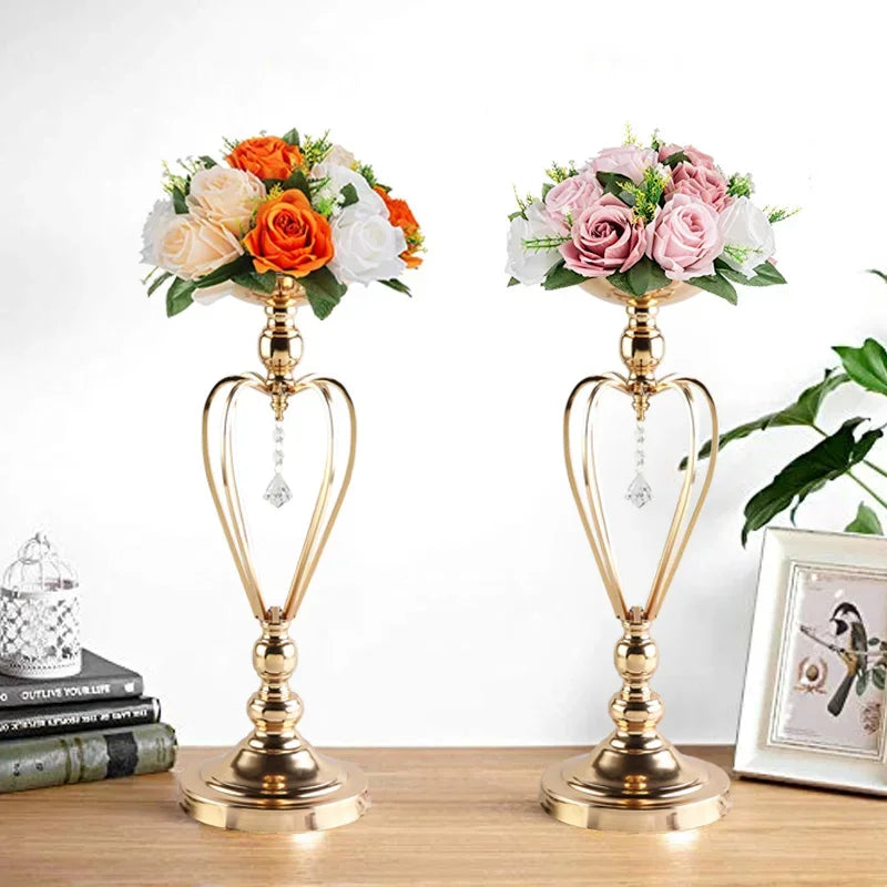 décoration mariage or élégante vase pied support fleur métal festive table