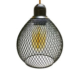 lampe suspendue industrielle filtre ampoule filament noir doré blanc métal maille opacité vintage