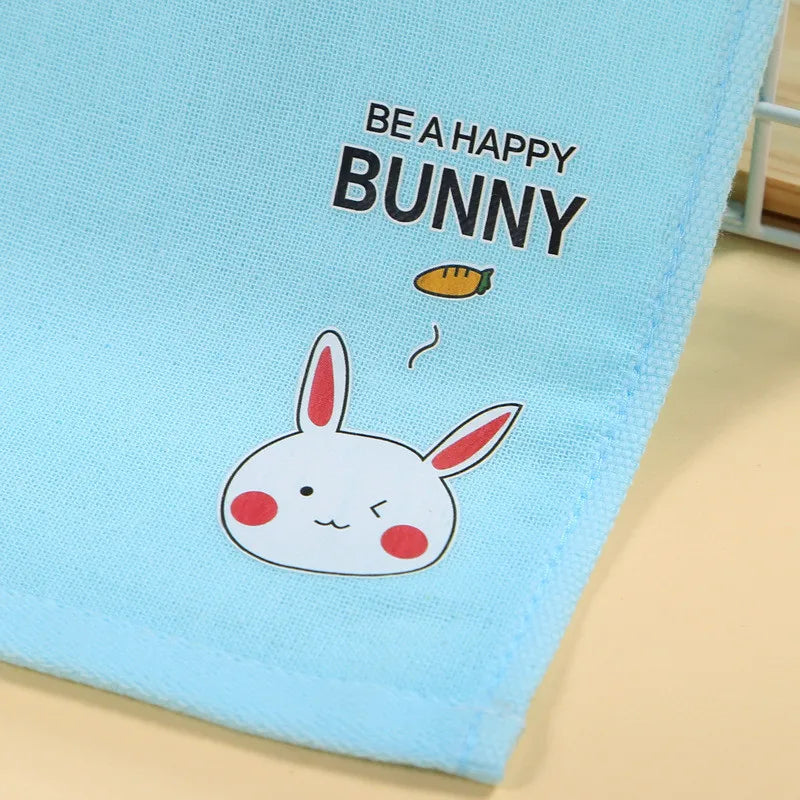 serviette main coton animée dessins animaux mignons enfant noël vert pastel roseclair bleuclair