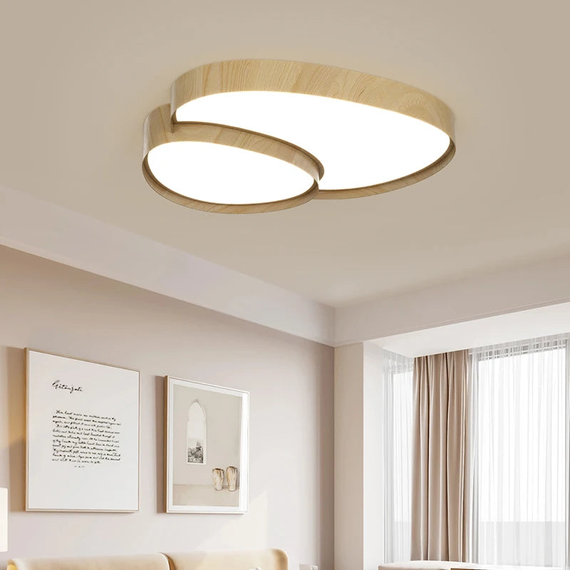 plafonnier moderne minimaliste plusieurs sources lumineuses éclairage blanc bois grainé