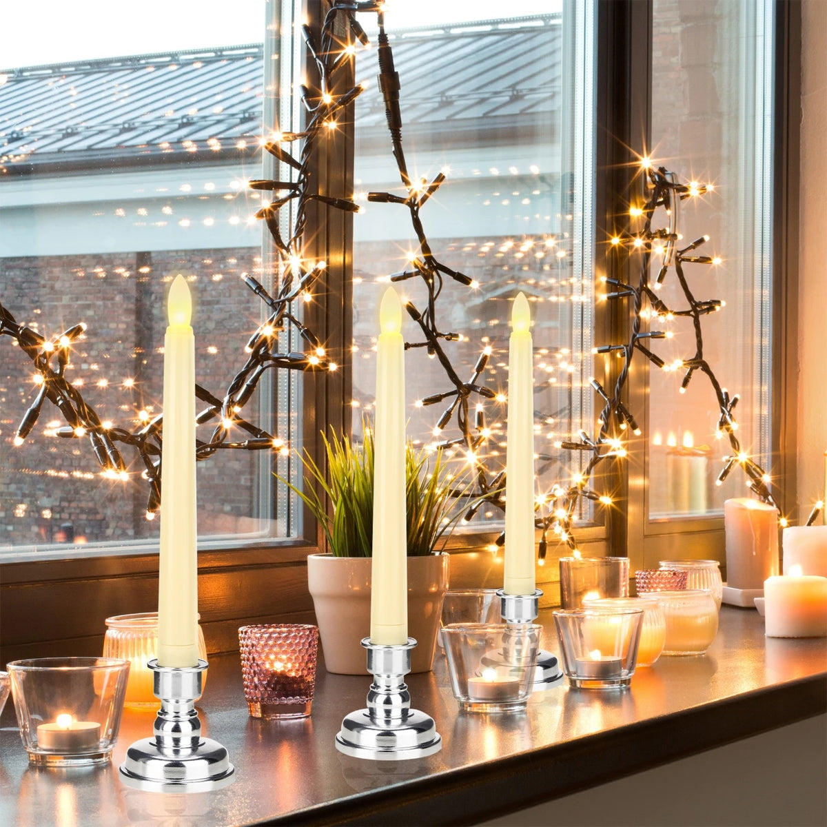 bougies led blanc crème pointues décoration moderne sans flamme lumière chaude instructions piles incluses