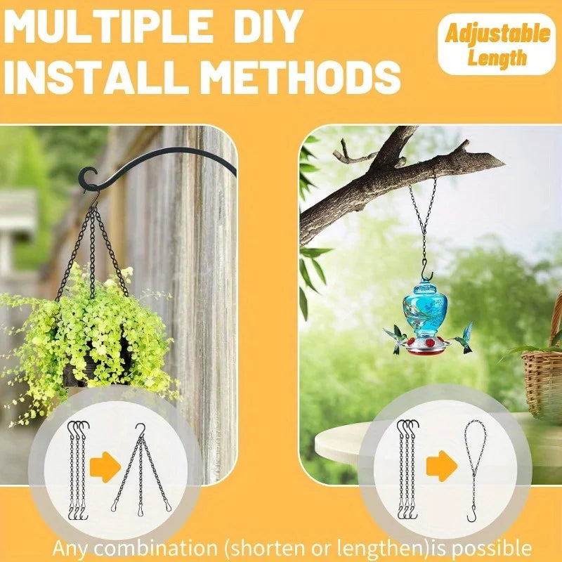 chaînes suspension noires rustiques 5pcs modernes intérieur extérieur plantes oiseaux lanternes
