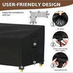 Housse protection canapé d'angle noir tissu oxford revêtement pvc boucles ajustables imperméable intempéries moderne