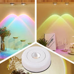 projecteur arc ciel cœur multicolore ambiance mur rose bleu vert