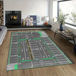 tapis moderne aéroport motif gris vert blanc bleu adhésif polypropylène polyester