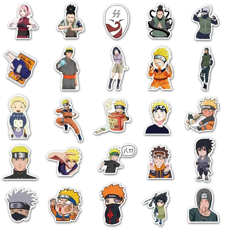 sticker autocollants naruto personnages kakashi sasuke itachi multicolore anime fini