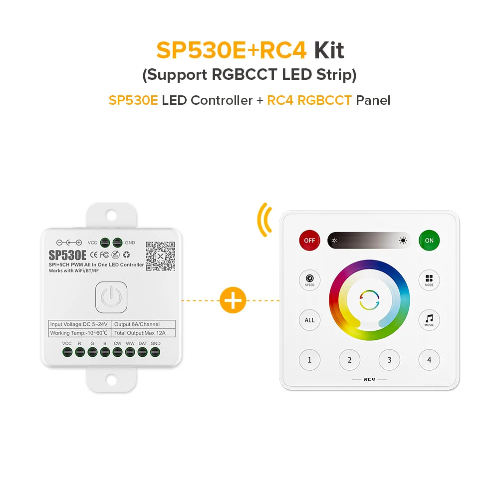 contrôleur led wifi bluetooth 5ch pwm rgbw ws2812 ws2811 sk6812 20m distance modernes