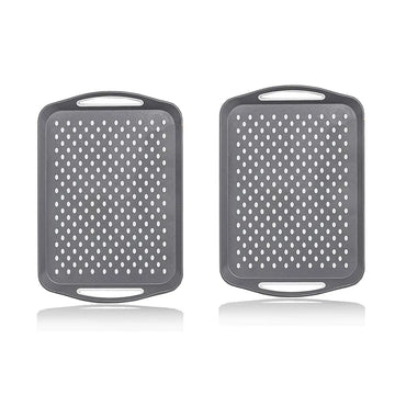 plateau service alimentaire plastique noir blanc gris perforations moderne minimaliste assiettes couverts