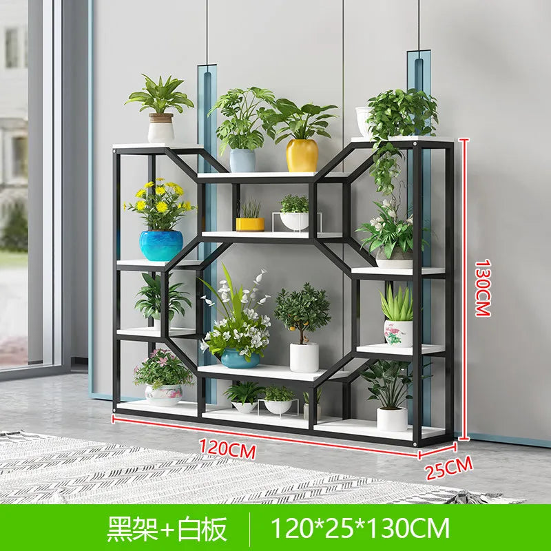 étagère modulaire métal bois industriel plantes d'intérieur pots fleurs blanc
