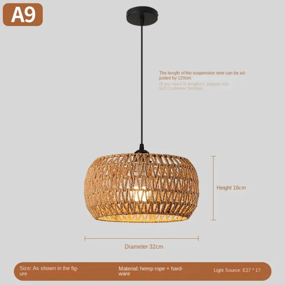 suspension lumineuse moderne rustique bambou naturel ampoules E27 opaques chambre décoration